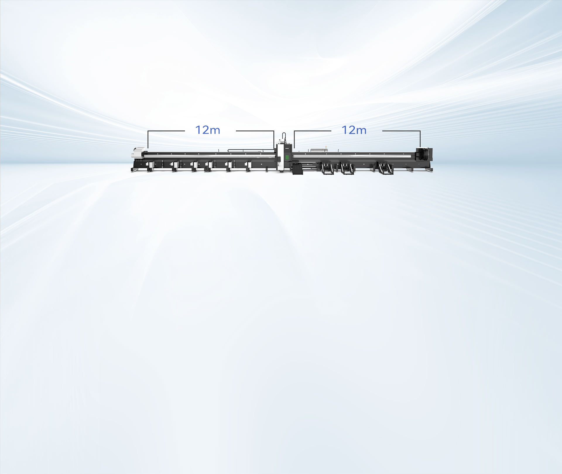 รองรับการแปรรูปท่อยาวสูงสุด 12 เมตรสำหรับเครื่องตัดท่อเลเซอร์ 3 หัวจับ ซีรีส์ T3