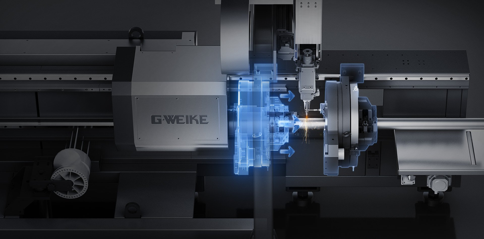หัวจับหน้าแบบเยื้องศูนย์ของเครื่องตัดท่อ GWEIKE TF สำหรับลดเศษปลายท่อ